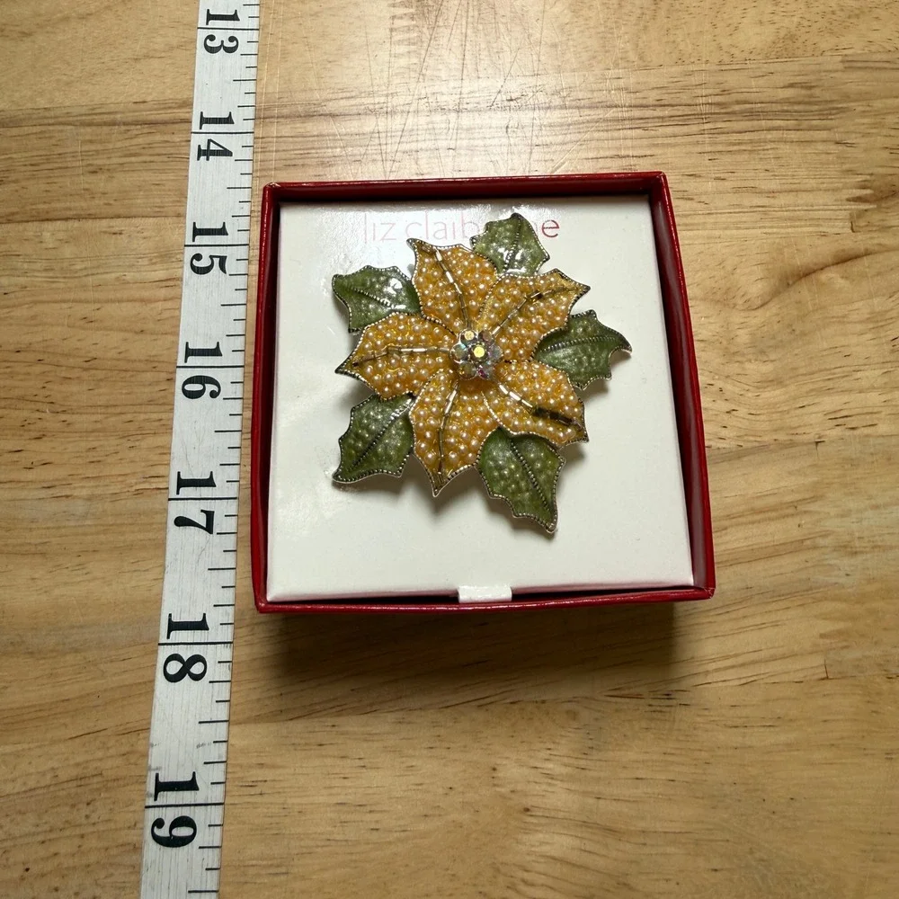 Vintage Festive Beaded Poinsettia Brooch‎ from Liz Claiborne